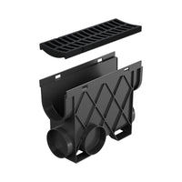 Reln Storm Drain Slimline Pit and Grate Plastic Black 344mm (L) x 121mm (W) x 261mm (D)