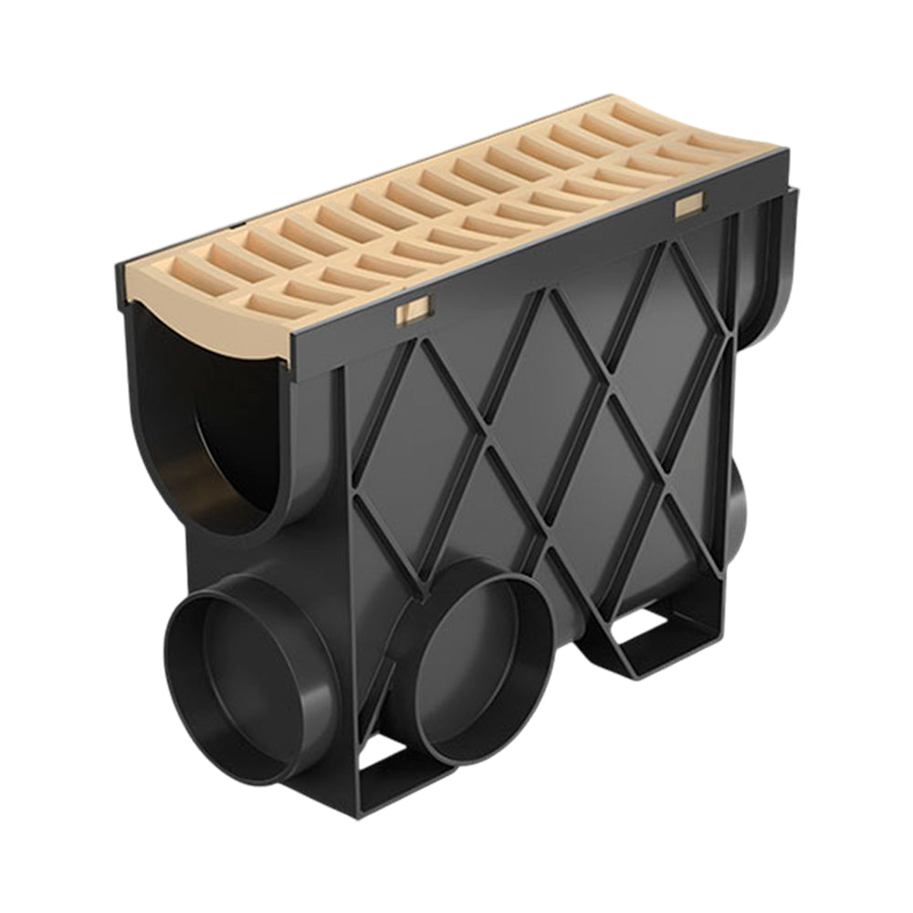 Reln Storm Drain Slimline Pit and Grate Plastic Sandstone 344mm (L) x 121mm (W) x 261mm (D)