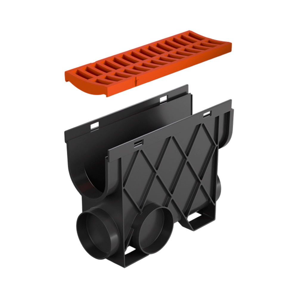 Reln Storm Drain Slimline Pit and Grate Plastic Terracotta 344mm (L) x 121mm (W) x 261mm (D)