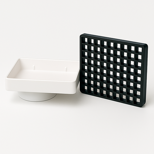 E. Stormwater Finishing Collar and Grate Rectangle S/S 190mm x 150mm x 90mm in to Pipe