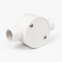 B. PVC Electrical Junction Box, Round Shallow Grey 3 way 25mm