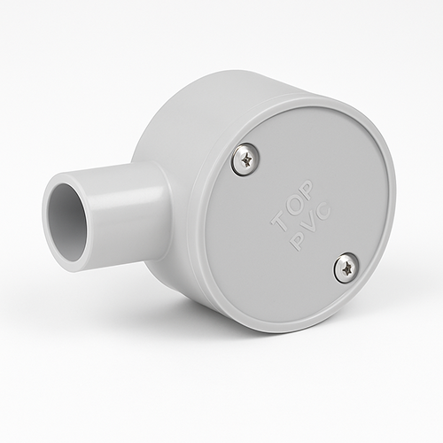 B. PVC Electrical Junction Box, Round Shallow Grey 3 way 25mm