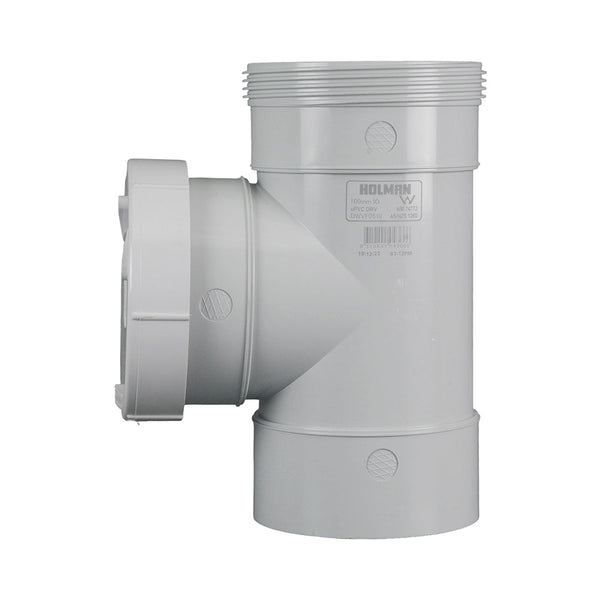 DWV Test Opening Tee FF with Cap 100mm - Pipe Online - Retic Fittings ...