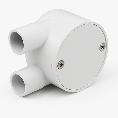 C. PVC Electrical Junction Box, Round Shallow Grey 1 way 20mm