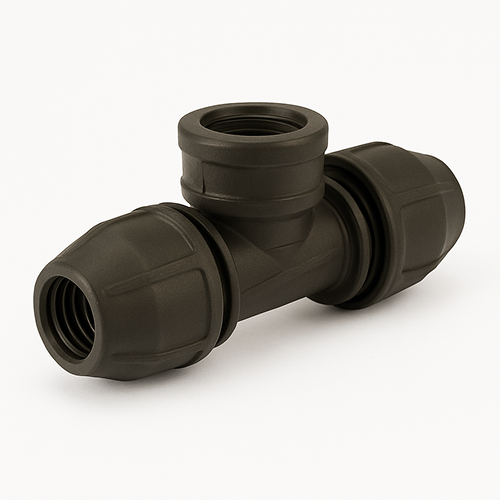 Compression Poly Metric Tee - Poly x FI BSP - 20 mm x 20 mm x 1/2"