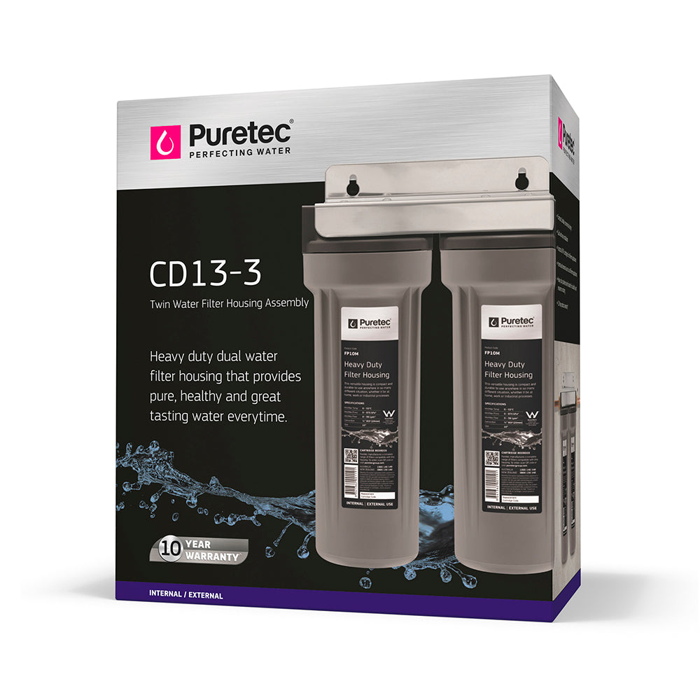 Puretec Housing CD13-3 Twin System, suits 10" cartridges
