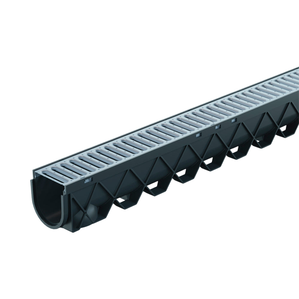 Reln Storm Drain Channel and Grate Galvanised Steel 3m (L) x 120mm (W) x 129mm (D)