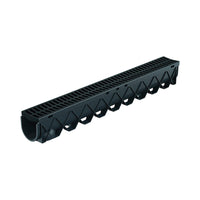 Reln Storm Drain Channel and Grate Plastic Black 1m (L) x 120mm (W) x 129mm (D)