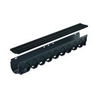 Reln Storm Drain Channel and Grate Plastic Black 1m (L) x 120mm (W) x 129mm (D)