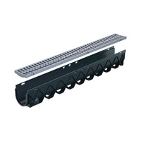 Reln Storm Drain Channel and Grate Plastic Grey 1m (L) x 120mm (W) x 129mm (D)