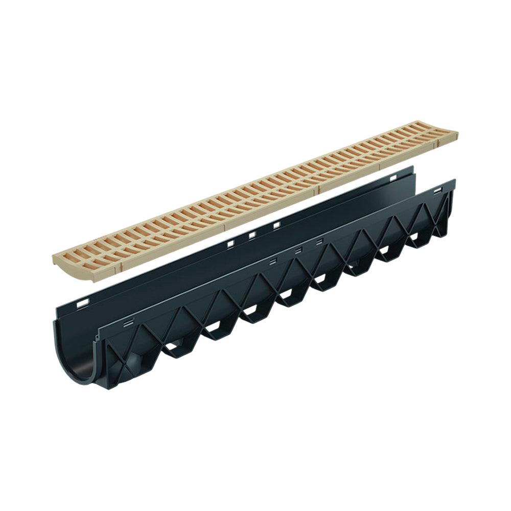 Reln Storm Drain Channel and Grate Plastic Sandstone 1m (L) x 120mm (W) x 129mm (D)