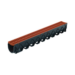 Reln Storm Drain Channel and Grate Plastic Terracotta 1m (L) x 120mm (W) x 129mm (D)