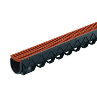 Reln Storm Drain Channel and Grate Plastic Terracotta 3m (L) x 120mm (W) x 129mm (D)