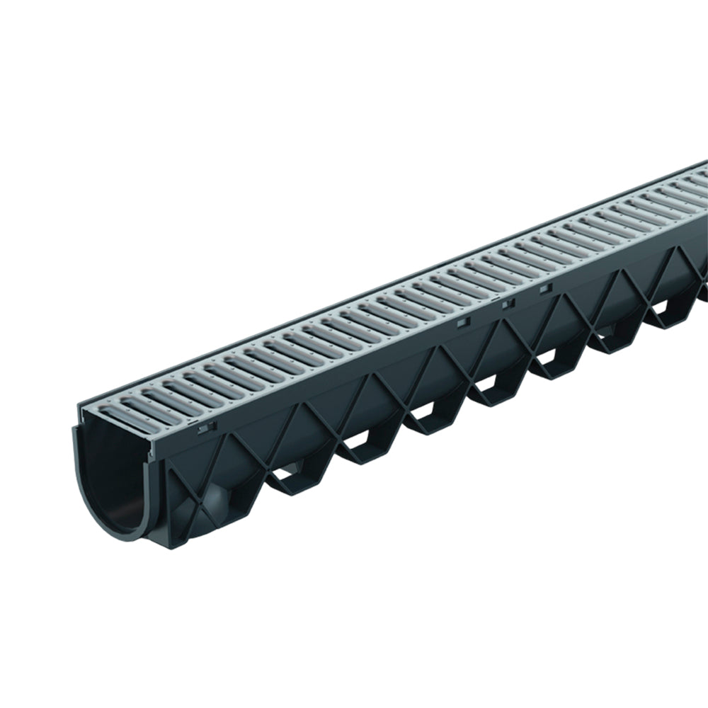 Reln Storm Drain Channel and Grate Stainless Steel 3m (L) x 120mm (W) x 129mm (D)