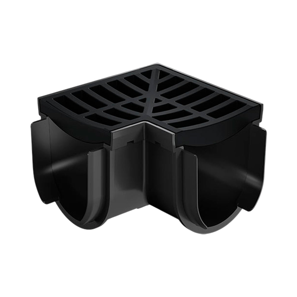 Reln Storm Drain Corner 90° with Grate Plastic Black