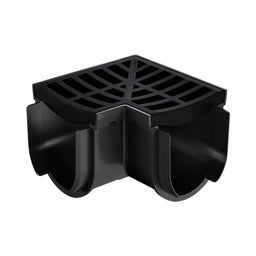 Reln Storm Drain Corner 90° with Grate Plastic Black