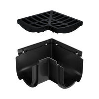 Reln Storm Drain Corner 90° with Grate Plastic Black