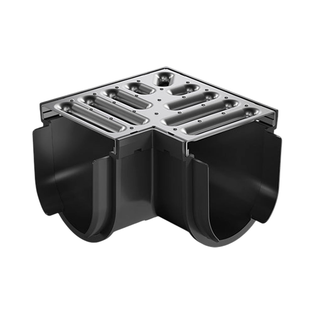 Reln Storm Drain Corner 90° with Grate Stainless Steel