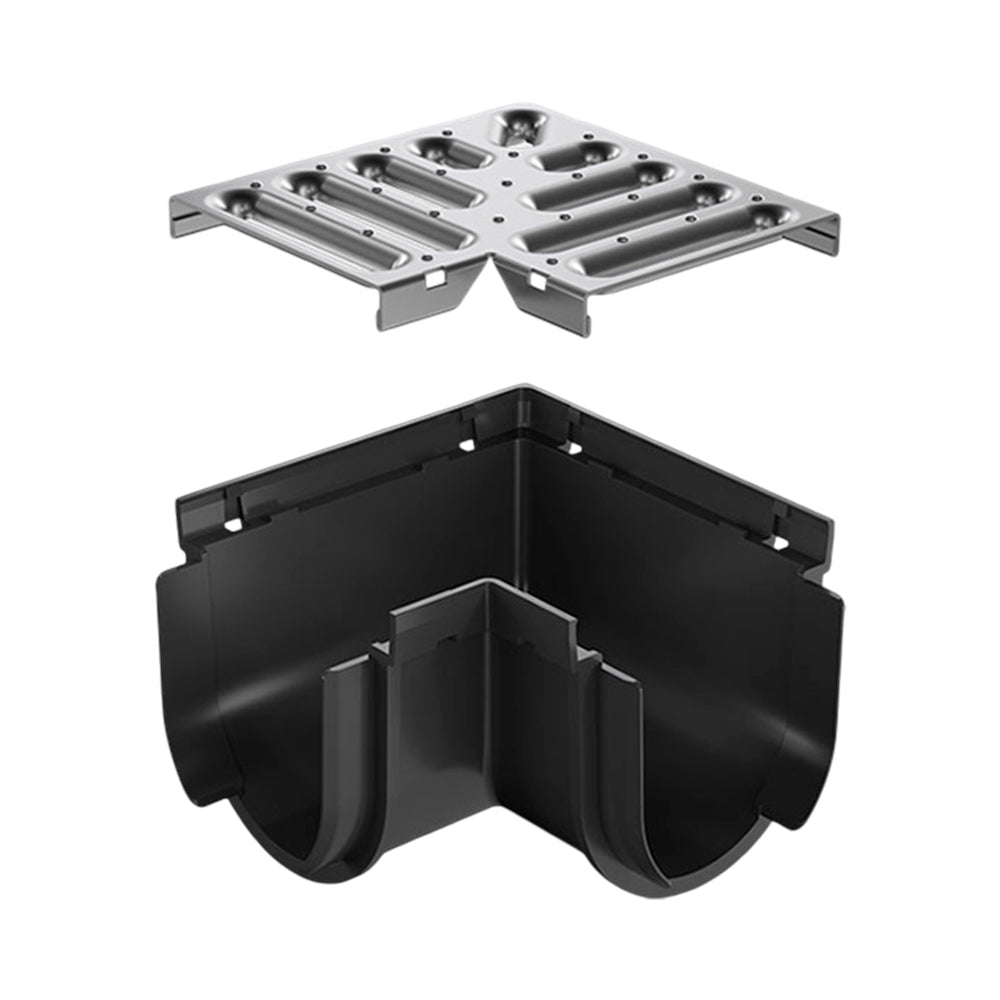 Reln Storm Drain Corner 90° with Grate Stainless Steel