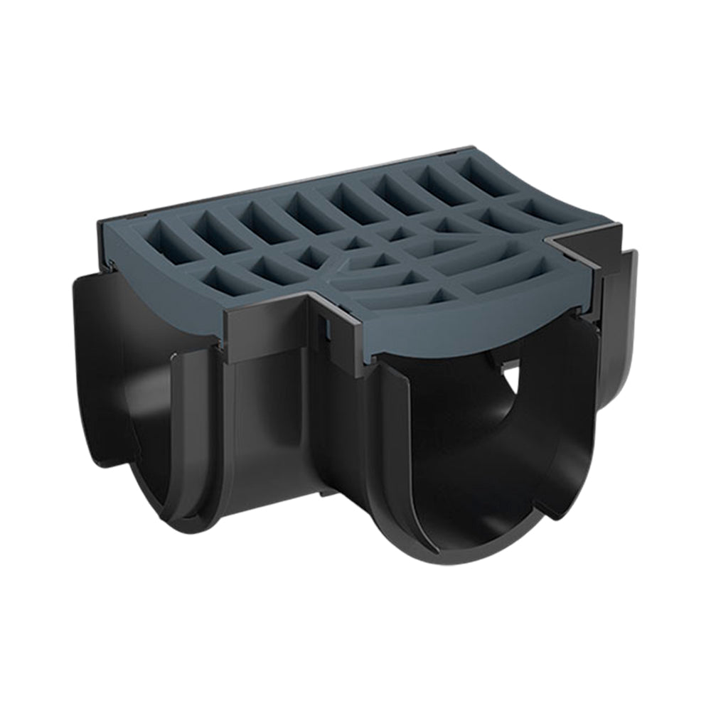 Reln Storm Drain Tee Piece with Grate Plastic Grey