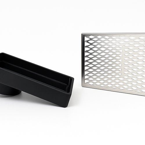 E. Stormwater Finishing Collar and Grate Rectangle S/S 190mm x 150mm x 90mm in to Pipe