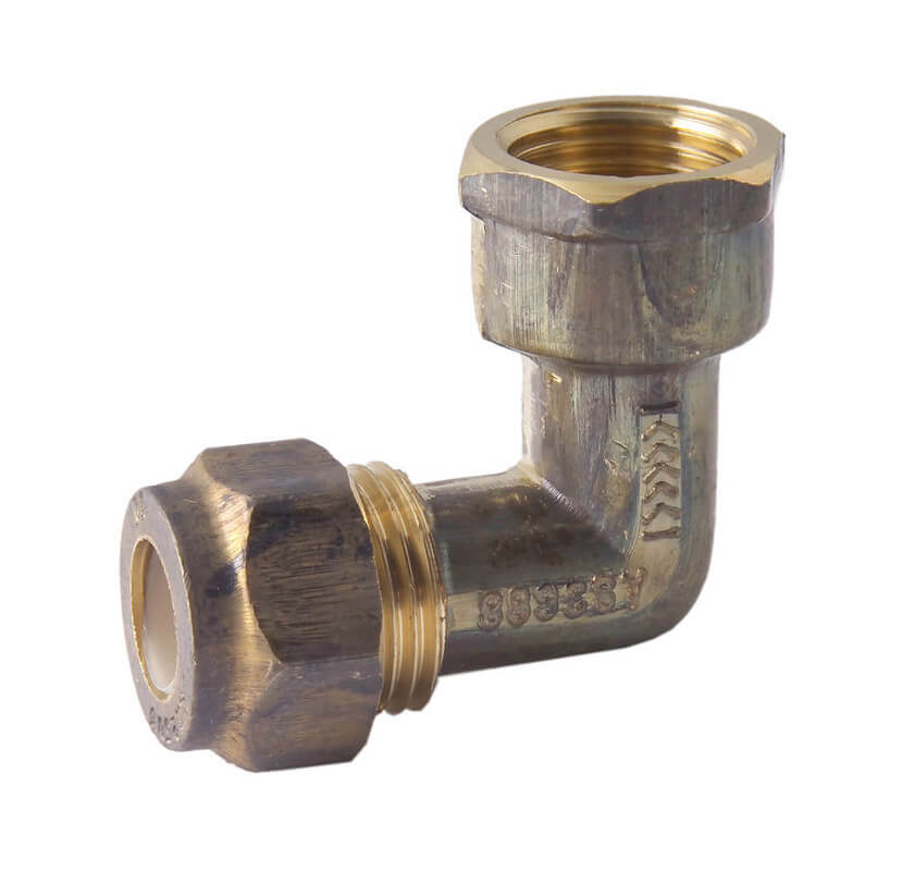Brass Increasing Elbow Conetite/Compression x BSPF 15mm x 20mm (1/2" x 3/4")