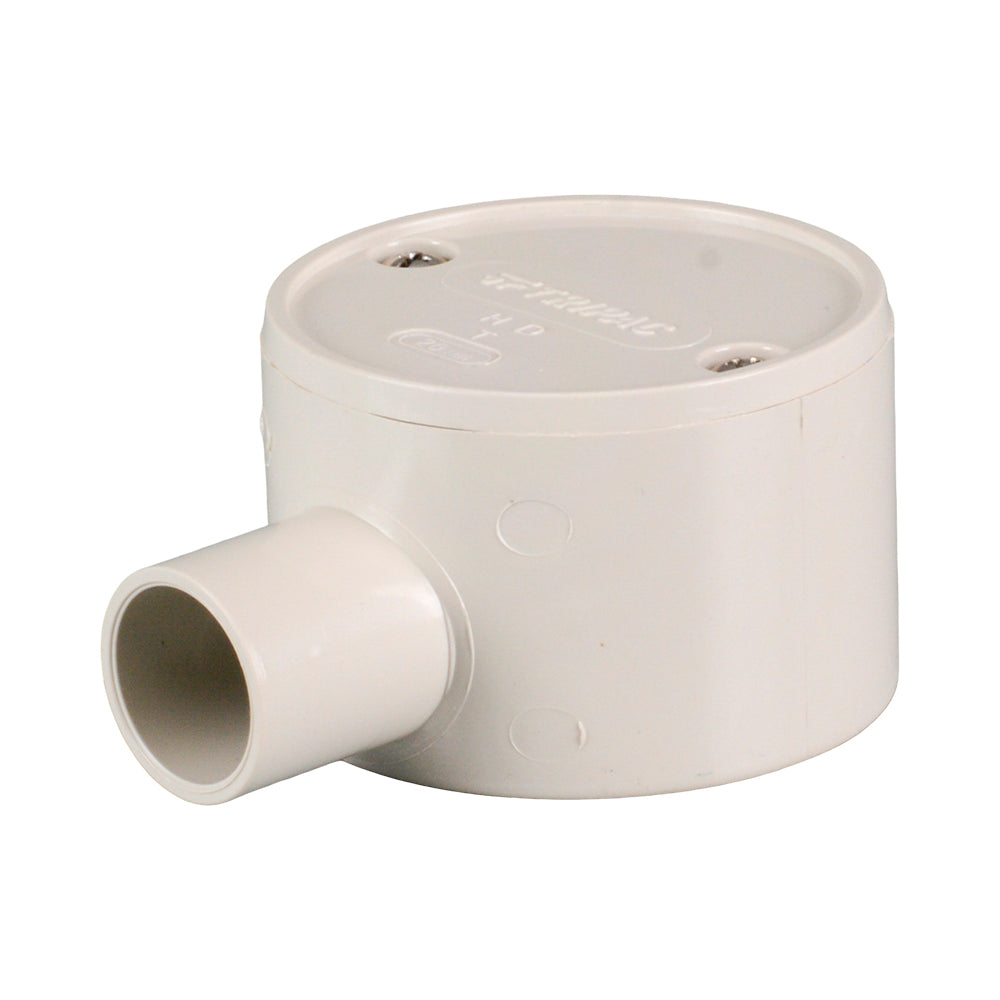 PVC Electrical Junction Box, Round Shallow Grey 1 way 20mm