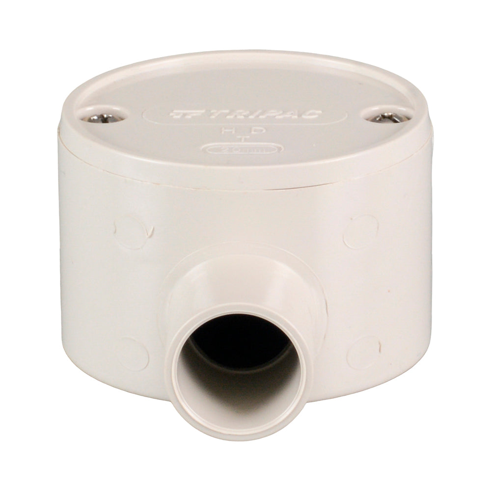 PVC Electrical Junction Box, Round Shallow Grey 1 way 20mm
