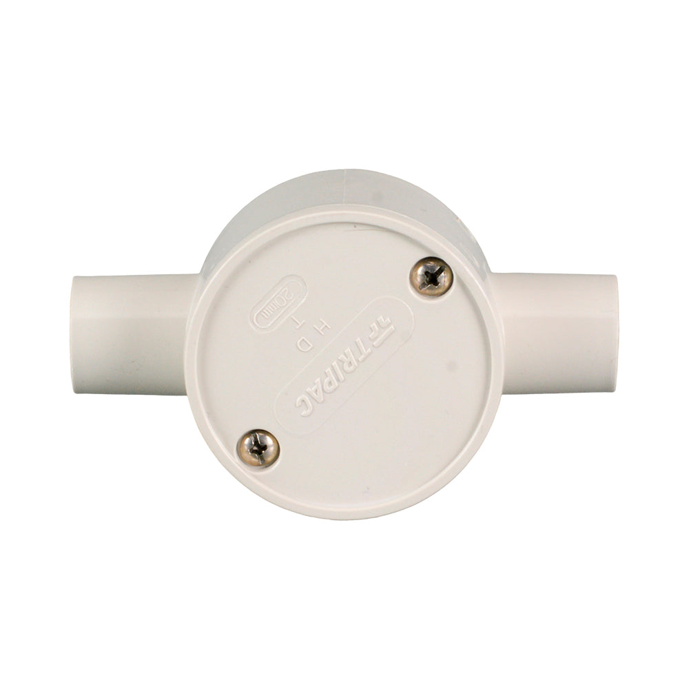 PVC Electrical Junction Box, Round Shallow Grey 2 way 20mm