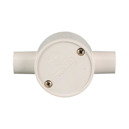 PVC Electrical Junction Box, Round Shallow Grey 2 way 20mm