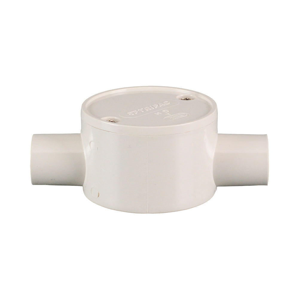 PVC Electrical Junction Box, Round Shallow Grey 2 way 20mm