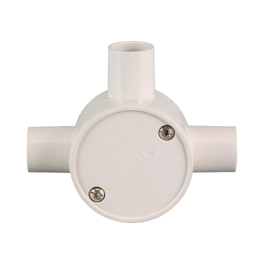 PVC Electrical Junction Box, Round Shallow Grey 3 way 20mm - Pipe ...