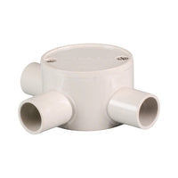 PVC Electrical Junction Box, Round Shallow Grey 3 way 20mm
