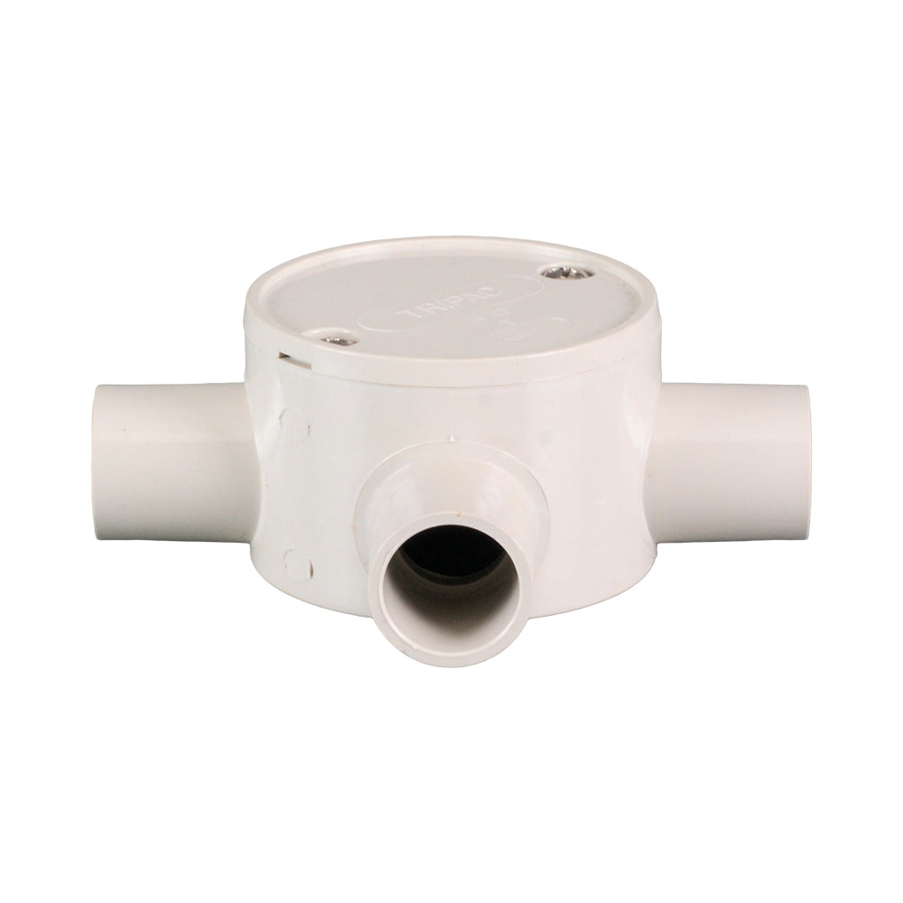 PVC Electrical Junction Box, Round Shallow Grey 3 way 20mm