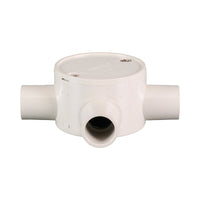 PVC Electrical Junction Box, Round Shallow Grey 3 way 25mm