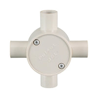PVC Electrical Junction Box, Round Shallow Grey 4 way 20mm