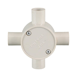 PVC Electrical Junction Box, Round Shallow Grey 4 way 20mm