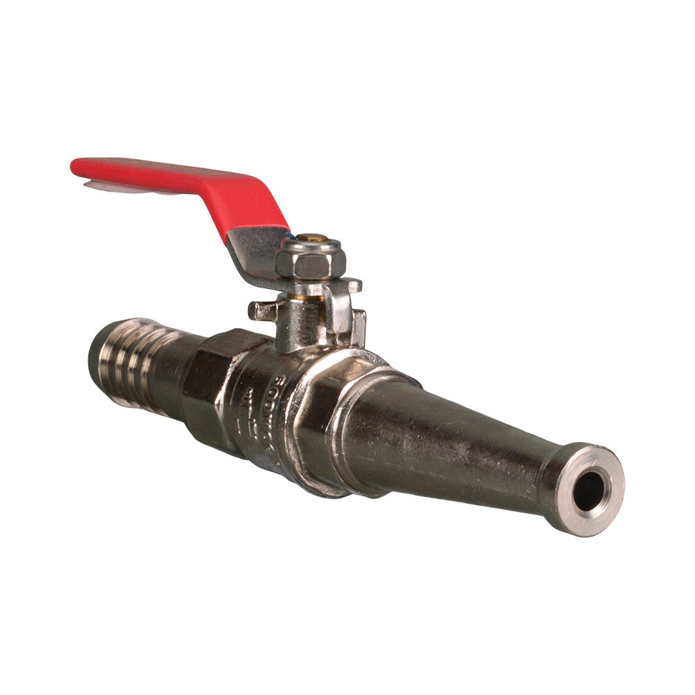 Fire Hose Nozzle Chrome Plated - Ball Valve Hose Tail  3/4" Barb
