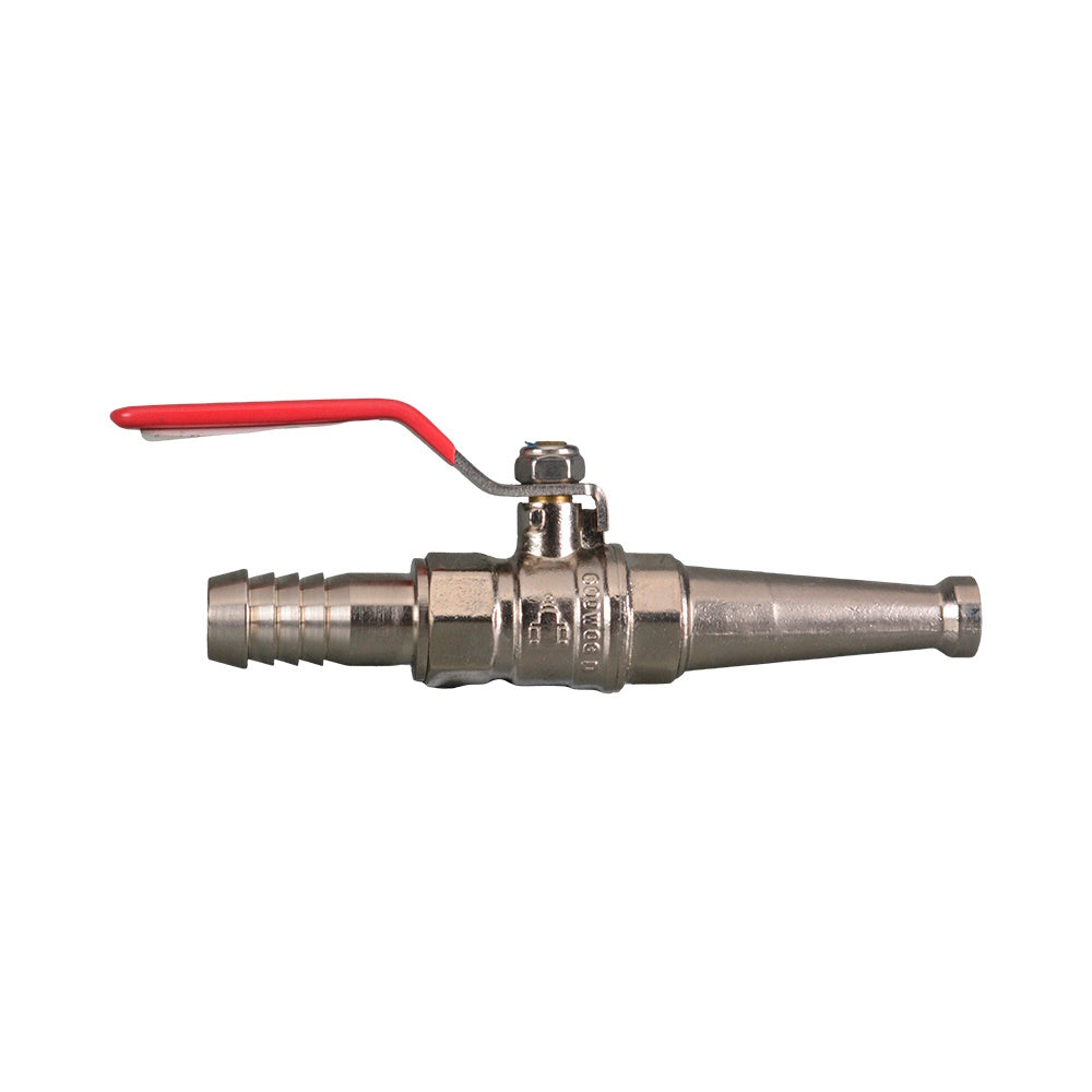 Fire Hose Nozzle Chrome Plated - Ball Valve Hose Tail  3/4" Barb