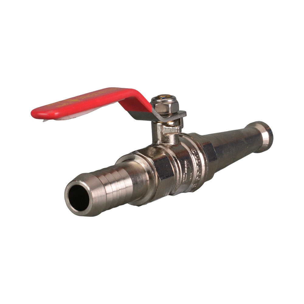 Fire Hose Nozzle Chrome Plated - Ball Valve Hose Tail  3/4" Barb