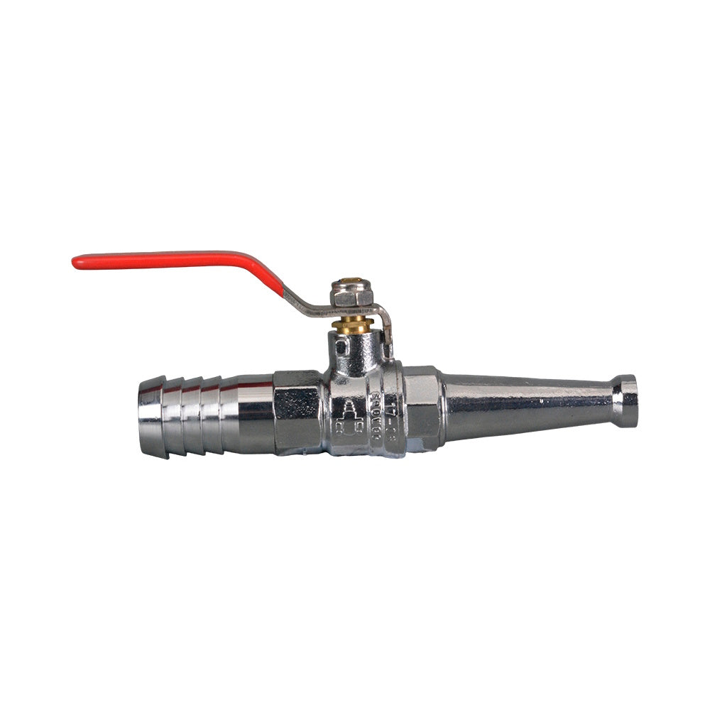 Fire Hose Nozzle Chrome Plated - Ball Valve Hose Tail 1" Barb