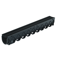 Reln Storm Drain Channel and Grate Plastic Black 1m (L) x 120mm (W) x 129mm (D)