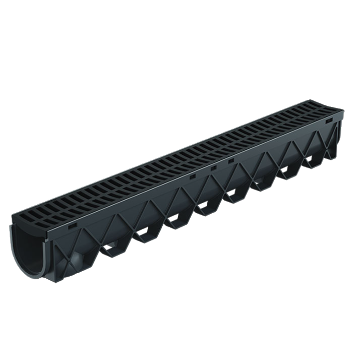 Reln Storm Drain Channel and Grate Plastic Black 1m (L) x 120mm (W) x 129mm (D)