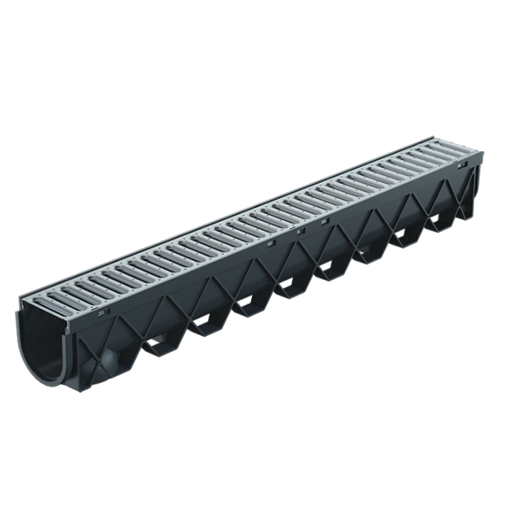 Reln Storm Drain Channel and Grate Stainless Steel 3m (L) x 120mm (W) x 129mm (D)