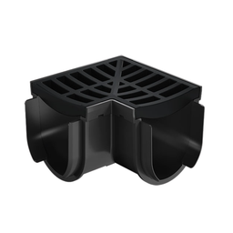 D. Storm Drain Corner 90˚; with Grate Plastic Black