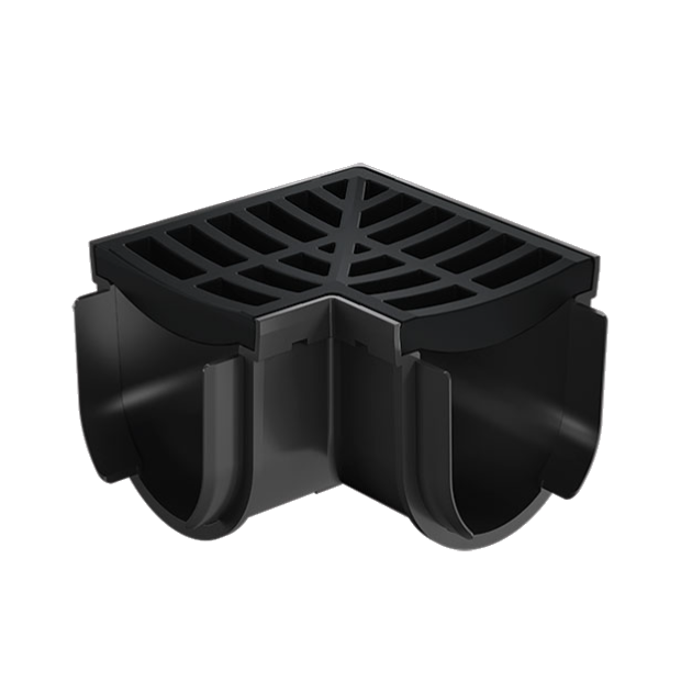 D. Storm Drain Corner 90˚; with Grate Plastic Black