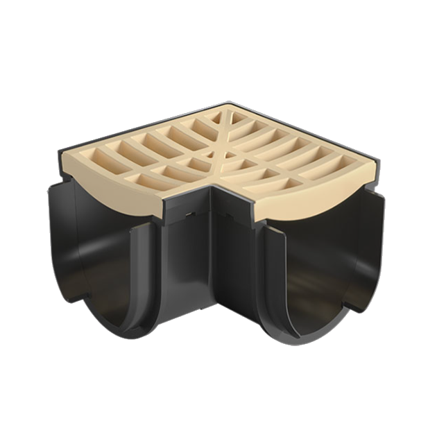 D. Storm Drain Corner 90˚ with Grate Plastic Sandstone