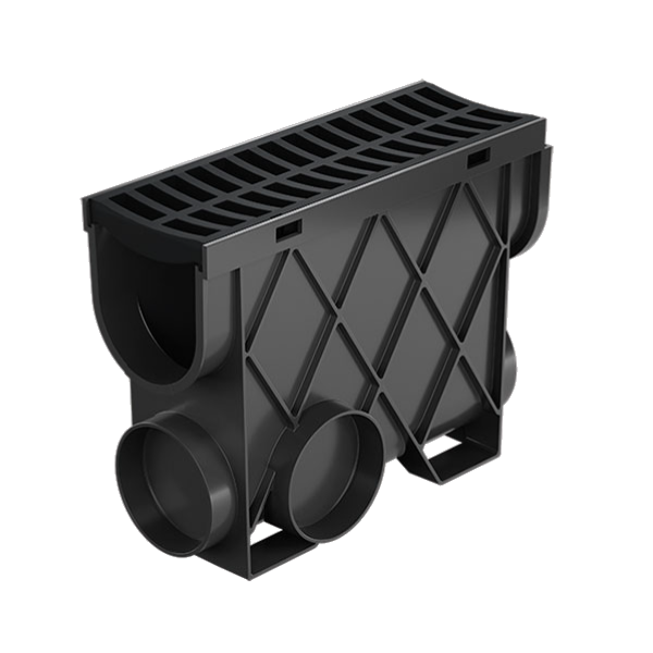 A. Storm Drain Slimline Pit and Grate Plastic Black 344mm (L) x 121mm (W) x 261mm (D)