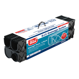 Reln Storm Drain Channel and Grate (Garage Pack c/w 4 channels and 1 End Cap and 1 End Outlet) Plastic Black 1m (L) x 120mm (W) x 129mm (D)