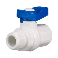 PVC Mini Ball Valve White, MF Thread - 1/2" (15mm)